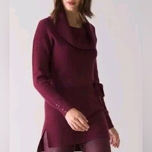 White House Black Market Deep Red Cowl Neck Sweater